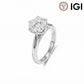 10k white gold round cut lab diamond six-prong solitaire engagement ring with IGI logo isolated on white background