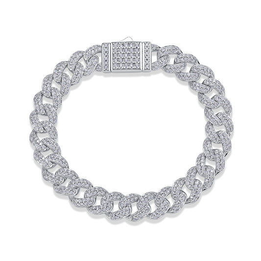High-definition shot of the bracelet laid flat and fully extended on pure white.