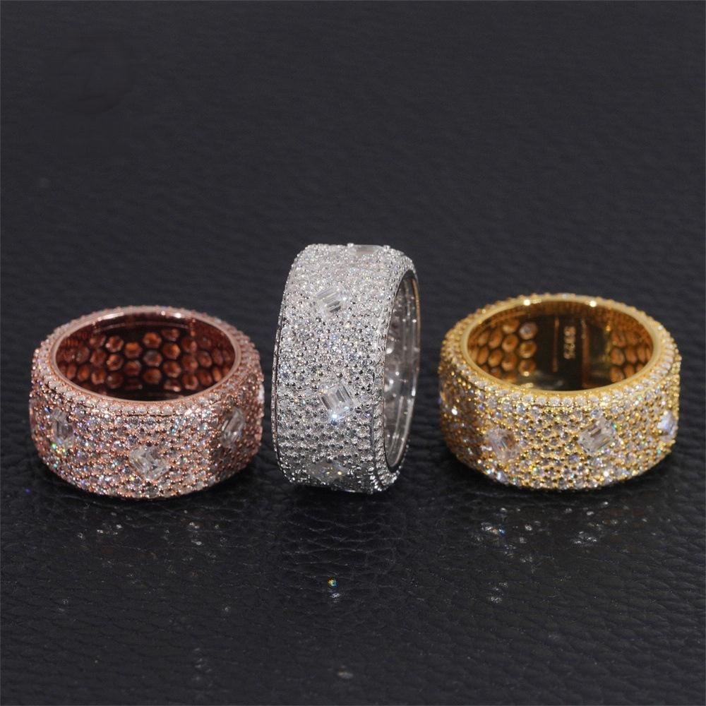 Iced Out Wide Moissanite Eternity Band with Asscher Accents