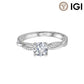 14k white gold round cut lab-grown diamond twist vine engagement ring with IGI logo isolated on white studio background