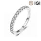 14kt white gold round brilliant lab diamond half eternity wedding ring with IGI logo isolated on white background