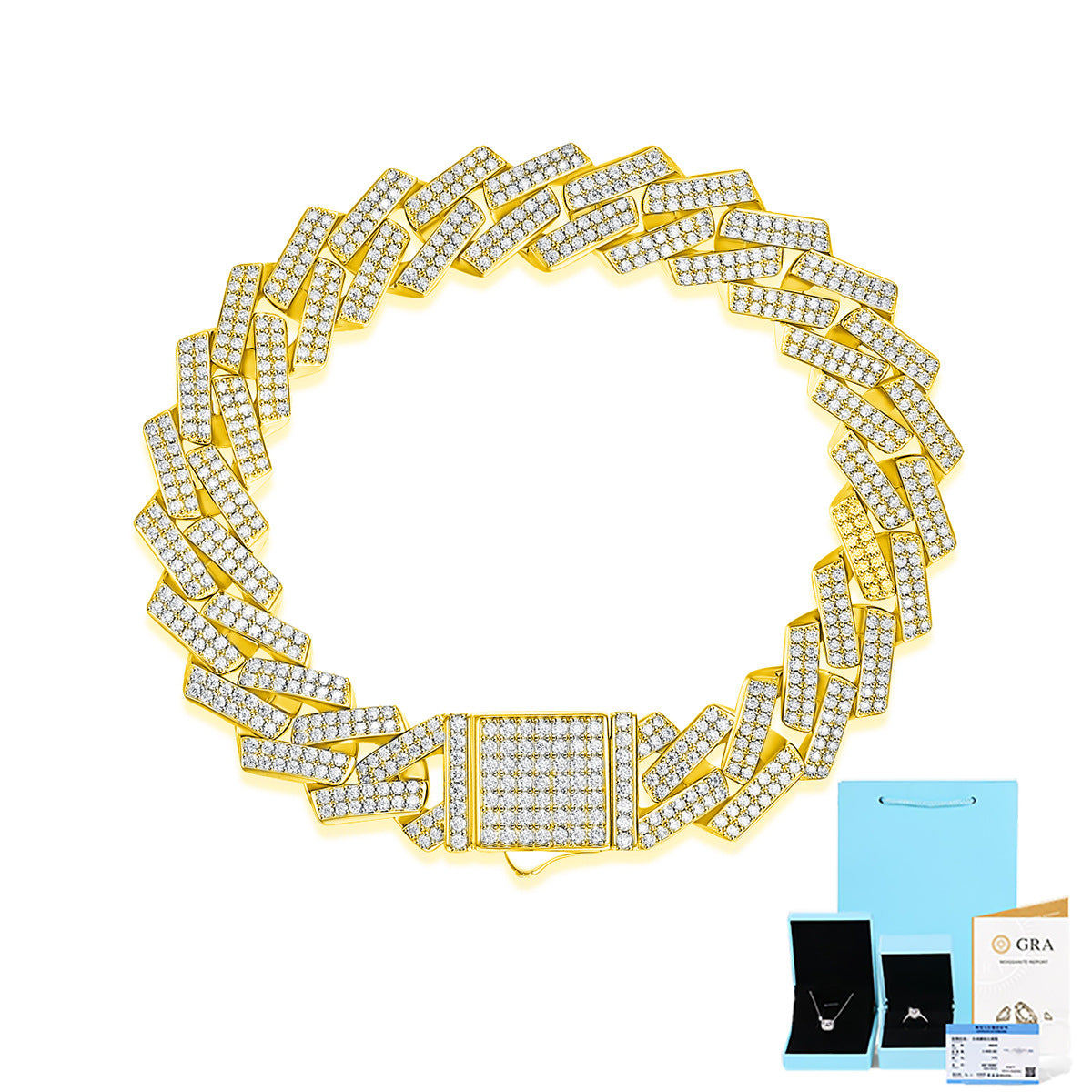 High-definition shot of the bracelet laid flat and fully extended on pure white.
