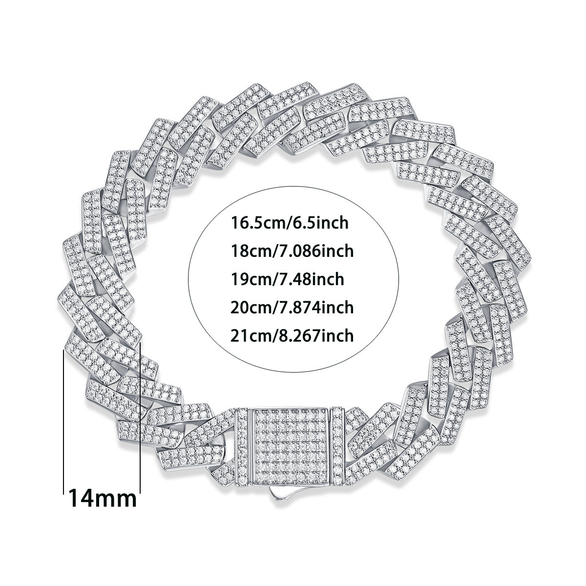 High-definition shot of the bracelet laid flat and fully extended on pure white.