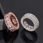 Iced Out Round Moissanite Eternity Band with Pavé Borders