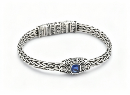 S925 Sterling Silver Handwoven Gemstone Bracelet