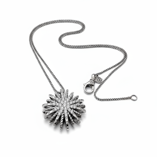 Starburst Pendant 14K Gold Plating with Full Pavé Diamonds