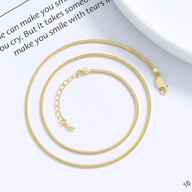  Necklace in luxury gift box. Alt: “Perfect Gift: 18K Gold-Plated Snake Chain Necklace.”