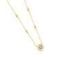 18K gold 1CT lab grown diamond halo station necklace displayed on plain surface.