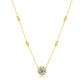 Moissanite halo solitaire pendant with bezel station chain necklace in silver.