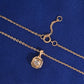 Back view of cushion square halo setting and spring ring clasp of 18k rose gold diamond pendant necklace