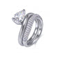 18k white gold pear cut lab diamond solitaire engagement stacking ring set with pave band on white background