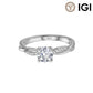 18k white gold round cut lab-grown diamond twist vine engagement ring with IGI logo isolated on white studio background