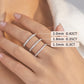 Model wearing 1.5mm 0.3ct, 1.8mm 0.35ct, and 2.0mm 0.42ct lab diamond half eternity bands