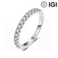 18kt white gold round brilliant lab diamond half eternity wedding ring with IGI logo isolated on white background