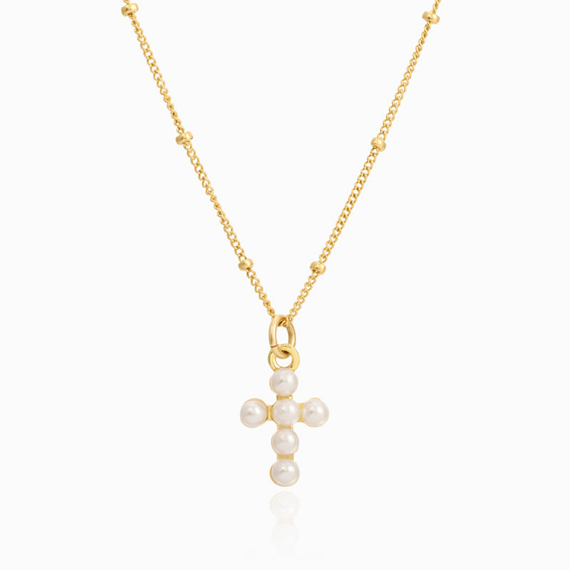 S925 Sterling Silver Cross Pendant Necklace on White Background