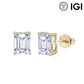 10K&14K&18K Gold Classic Four-Prong Emerald Cut Lab Diamond Engagement Stud Earrings 6*8.5MM