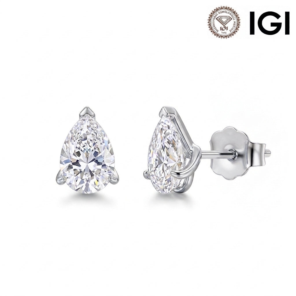 10K&14K&18K Gold Pear Cut Lab-Grown Diamond Solitaire Engagement Stud Earrings(5*8MM)