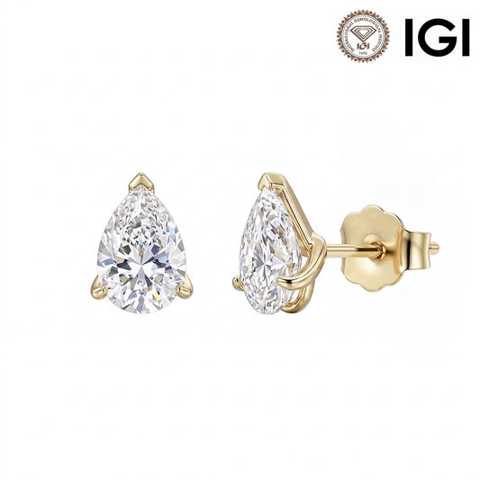 10K&14K&18K Gold Pear Cut Lab-Grown Diamond Solitaire Engagement Stud Earrings(5*8MM)