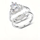 Pear Cut Moissanite Cluster Solitaire and Curved Crown Stacking Ring