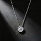 1CT round bezel solitaire floating diamond necklace displayed on dark textured background.