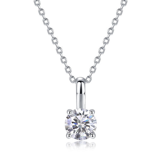1ct round brilliant solitaire pendant necklace for women in 925 sterling silver.