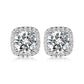  Yellow gold square moissanite studs on neutral background. Alt: “2.4 CT Square Moissanite Stud Earrings – 18K Yellow Gold.”