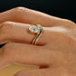 Set worn as double-stacked wedding rings. Alt: “Organic Elegance: Oval Diamond Bridal Set.”