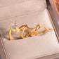  Yellow gold oval stacking set on neutral background. Alt: “2.5CT Oval Diamond Stacking Ring Set – 18K Yellow Gold.”