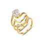  Yellow gold oval stacking set on neutral background. Alt: “2.5CT Oval Diamond Stacking Ring Set – 18K Yellow Gold.”