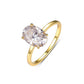 Yellow gold 2.5CT oval solitaire on neutral background. Alt: “2.5CT Oval Moissanite Solitaire – 18K Yellow Gold.”