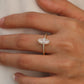 Ring worn as dramatic engagement ring. Alt: “Dramatic Elegance: 2CT Marquise Moissanite Ring.”
