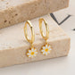 Sterling Silver Enamel Daisy Huggie Hoops | Dainty Daisy Dangle Earrings | Silver Floral Hoop Jewelry - Zerra 