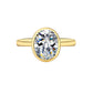 Gold ring with a large diamond on a white background