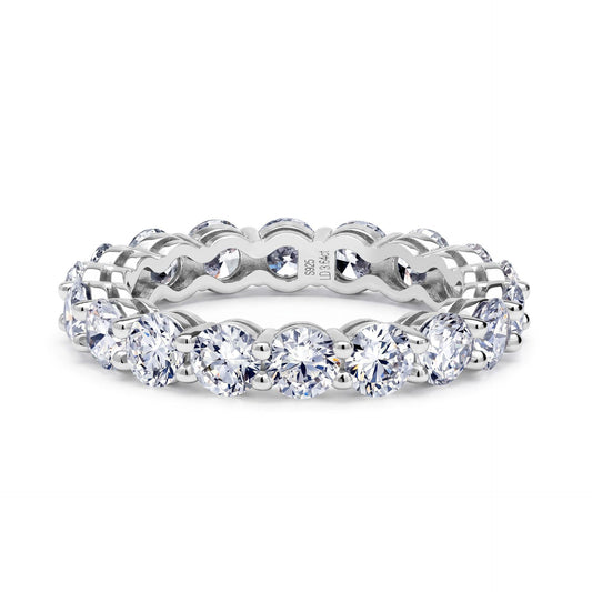 3.54ct round cut lab grown diamond full eternity band ring in 925 sterling silver.