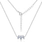 Technical diagram view of 3-stone marquise lab diamond horizontal necklace with extender chain.