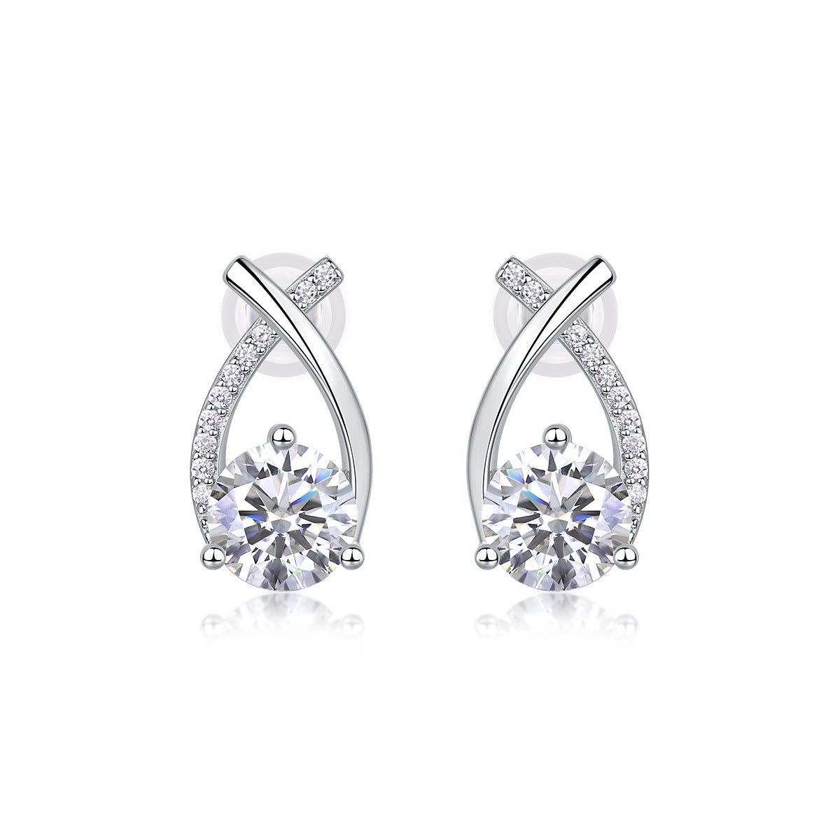 Lab Grown Diamond Crossover Stud Earrings|Infinity Drop Solitaire