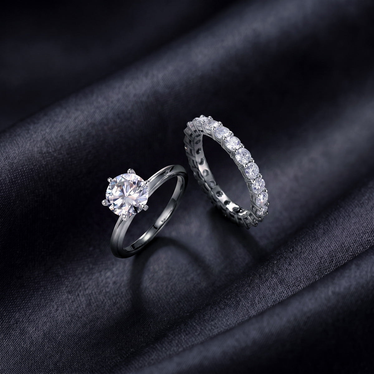 Round Lab-Grown Diamond Solitaire & Eternity Bridal Stacking Ring