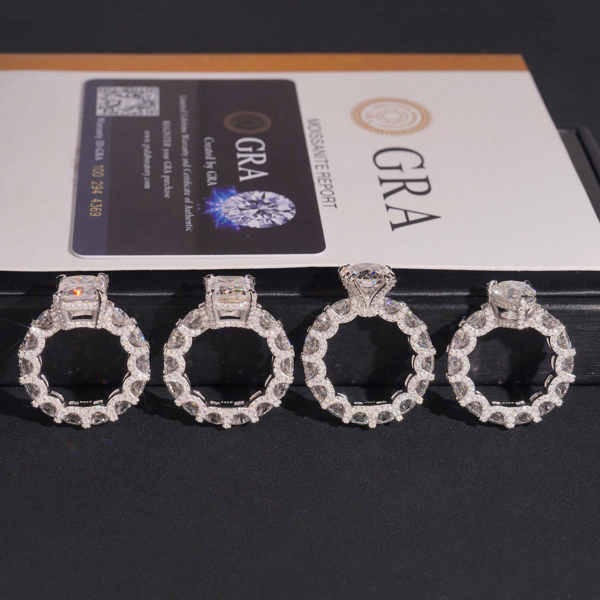 Fancy Cut Moissanite Solitaire Ring with Eternity Band