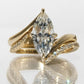Yellow gold marquise stacking set on neutral background. Alt: “3ct Marquise Diamond Stacking Set – 18K Yellow Gold.”