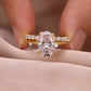 Set worn as double-stacked wedding rings. Alt: “Luxury Statement: Oval Diamond Bridal Set.”