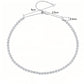 Silver necklace with measurement details on a white background