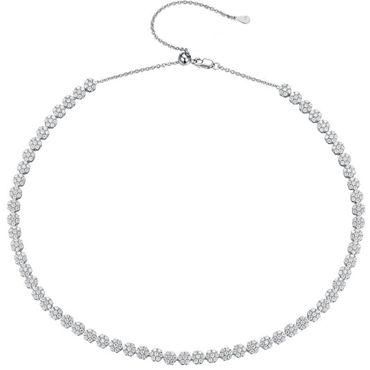 High-definition shot of the necklace laid flat and fully extended on pure white background.