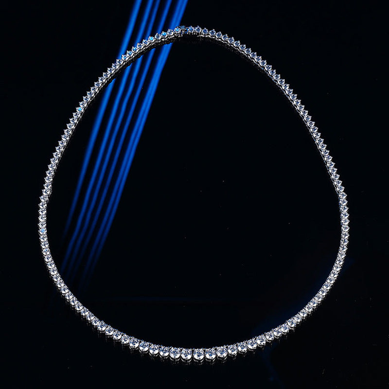 High-definition shot of the necklace laid flat and fully extended on pure white background.