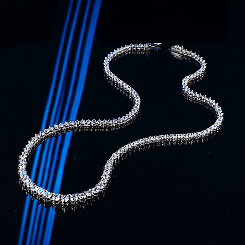 High-definition shot of the necklace laid flat and fully extended on pure white background.