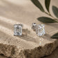 10K&14K&18K Gold Classic Four-Prong Emerald Cut Lab Diamond Engagement Stud Earrings 6*8.5MM