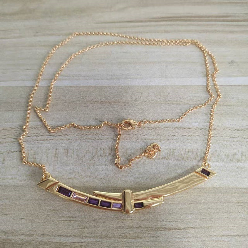 UNOde50 Smile Sterling Silver Curved Bar Necklace