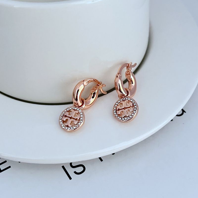 Tory Burch Crystal Double T Hoop Earrings | Sparkling