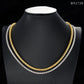 Gold and silver 4mm franco chain necklaces layered on black neck mannequin display