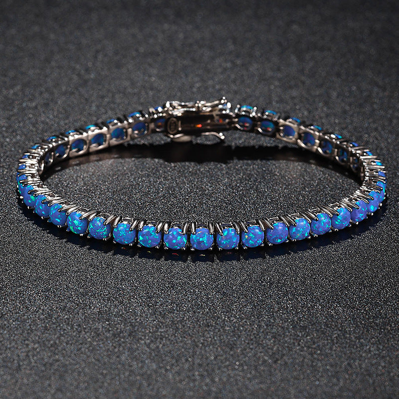 High-definition shot of the bracelet laid flat and fully extended on pure white background.