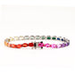 Silver 4x6mm oval cut rainbow gradient moissanite tennis bracelet with box clasp on white background